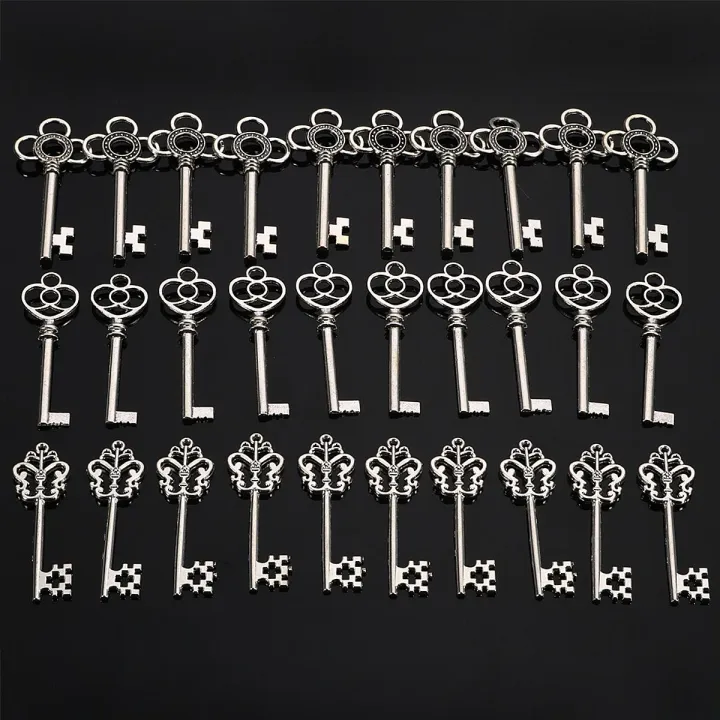 30pcs%20Antique%20Vtg%20old%20look%20Ornate%20Skeleton%20Keys%20Lot%20Pendant%20Fancy%20Heart%20-%20Image%206
