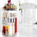 360 Degree Rotating Makeup Storage Rack Height Adjustable Cosmetics Organizer Assembly Skin Care Holder Bathroom Display Case.