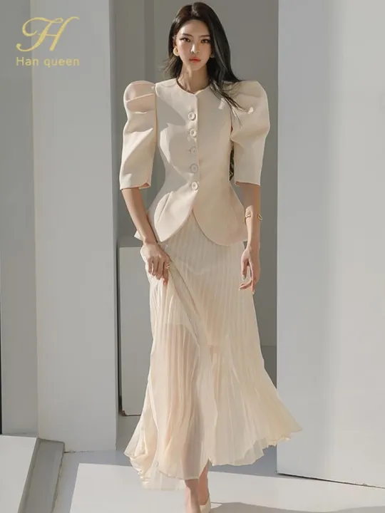 H%20Han%20Queen%20New%20Work%20Wear%202%20Pieces%20A-Line%20Pleated%20Vestidos%20Korean%20Slim%20Vintage%20Dresses%20Elegant%20Fashion%20Summer%20Casual%20Party%20Dress%20-%20Image%202