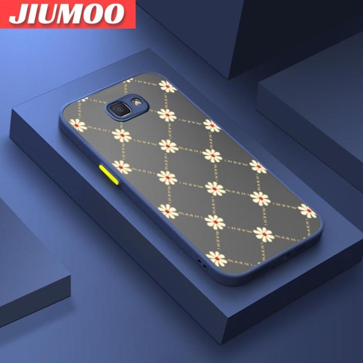 JIUMOO For Samsung J5 2015 Samsung J5008 Samsung J5009 Case Fashion Tide Flower Frosted Transparent Back Cover Lens Camera Protect Phone Case Silicone Edge Full Cover Casing Hard Cases