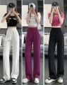 S-XXL Leisure Women Elastic Waist Pants Female Trousers Chic High Street Straight Wide Leg Long Suit Pants 2023 Spring Summer. 