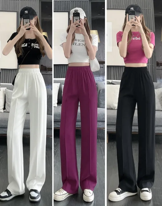 S-XXL%20Leisure%20Women%20Elastic%20Waist%20Pants%20Female%20Trousers%20Chic%20High%20Street%20Straight%20Wide%20Leg%20Long%20Suit%20Pants%202023%20Spring%20Summer%20-%20Image%202