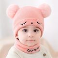 2pcs Children's Knitted Hat & Neck Gaiter Scarf Set For Baby Boys & Girls. 