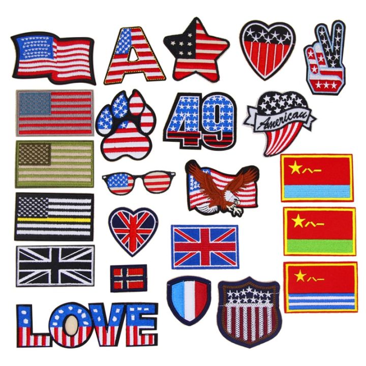American Elements Alphanumeric National Flag Bay Military Badge Embroidered Cloth Patch Clothes Badge Armband Pants Patch Appliqué With Adhesive Back Can Be Ironed Can Hand-Sewn diy Material Phone Case Decoration