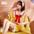 Kawaii Pajamas Pyjamas Women Plus Size Cute Princess Style Home Sleepwear Sailor Nightgown Moon Pink Bows Shorts Sets Pajama Set.