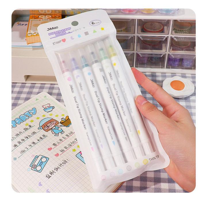 6%20Colors%20Star/Heart/Moon/Drop/Square%20Stamp%20Double%20Headed%20Art%20Marker%20Highlighter%20Pen%20for%20Scrapbook%20Diary%20Poster%20Christmas%20Card%20-%20Image%202