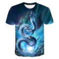 Men's summer new Dragon 3D printed pattern T-shirt Sports casual O collar short sleeve top hip hop Harajuku T-shirt. 