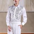 Shiny Gold Sequin Glitter Long Sleeve Shirt Men 2019 New Fashion Nightclub Party Stage Disco Chorus Shirt for Men Chemise Homme. 