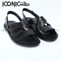 Men's Leather Sandals - Men's Belt Leather Sandals - Iconic Shoes Black Genuine Leather Man Sandal.