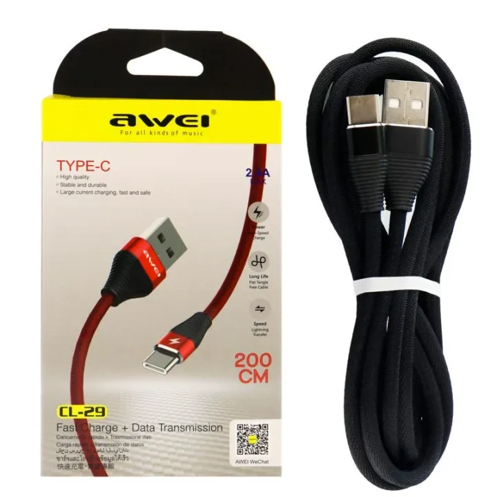 AWEI%20CL-29%20Type-C%20Cable%20200CM%20Nylon%20Braided%20USB%20Data%20Charging%20Cable%202M%20Type%20C%20Cable%20-%20Image%203
