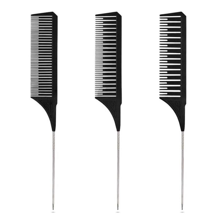 【beauty code store】Hairdressing Comb Steel Tail Comb Highlighting Hair Comb Needle-Point Hair Salon Barber Shop Hair Cutting