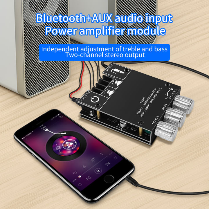 ZK-502MT%202x50W%20Bluetooth%20Audio%20Power%20Amplifier%20Module,%20Subwoofer%20Bass%20Treble%20AMP%20with%20AUX%20Input%20-%20Image%203