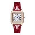 Women's Quartz Watch Real Leather Roman Alphabet Dial With Rhinestones Waterproof Scratch Resistant Watch Valentines Gift. 