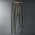 Autumn Black Pants Men New Zip Drawstring Casual Trousers Male Thick Soft Anti-wrinkle Elastic Waist Men Pants. 