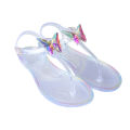 Summer Simple Butterfly Diamond Jelly Slippers Women's Shoes PVC Women's Flat Outdoor Casual Beach Transparent Crystal Sandals. 
