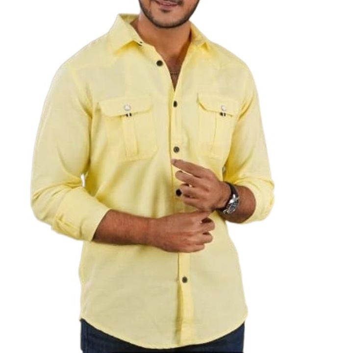 Styles Lemon Yellow Colour Long Sleeve Casual Shirt For Men