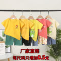 Children's short sleeve suit cotton girl new summer dress boy t-shirt shorts baby korean half sleeve children's clothes wholesale. 