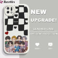 Jizetin for OPPO A16K A16E Back Cover BTS Group Lambskin Texture PU Leather Back For Girls Boys Soft Phone Case. 