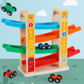 TOP BRIGHT Wooden Car Ramp Toys 1 2 3 Year Old Boy Gifts, Montessori Toys for Toddlers - Toddler Race Track Car with 4 Cars, 4 Ramps, Parking Lot. 