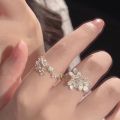 Retro Silver Color Flower Adjustable Ring for Women French Iris Flower Open Rings, Fashion Jewelry- Ring For Girls. 