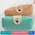 Korean style simple beard snap pencil case PU large capacity student stationery bag pencil. 