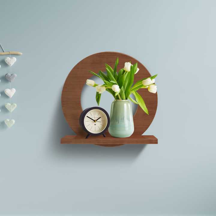 Wooden Round Hanging Shelf shelf Showpiece Shelf Wall Wall Rack Wall Shelves for Home Decor, Living Room Decor, Office Decor, Wall Decor
