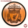 Liverpool logo Sports wall matt Black border  8x8/ 12x12 inch Round engraved mahogany wood. 