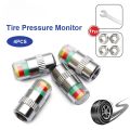 4Pcs Tire Pressure Indicator Valve Cap Anti-theft Upgrade Auto Tire Pressure Alarm Valve Stem Caps Cover Sensor Indicator Alert Tyre Air Gauge Warning Device. 