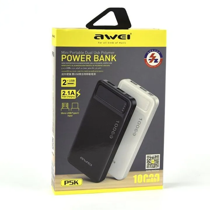 AWEI%20P5K%20Portable%20Power%20Bank%2010000mAh%20Powerbank%20Dual%20USB%20A%20Type%20c%20Micro%20Dual%20input%20Fast%20Charge%20Travel%20Poverbank%20-%20Image%202