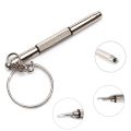 Portable Dual-Head Screwdriver Keychain - Compact Design, Easy-Grip Grooves, Removable Safety Cap, Durable Metallic Construction, Ideal for Daily Use and Outdoor Activities.