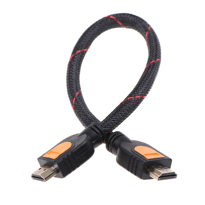 （NEW）1 Foot short HDMI Cable for HD TV 3D 1080p One Feet HDMI 1.4 braided gold
