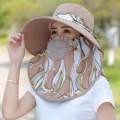 2023 Spring New Korean Version Women's Sun Hat, Large Brim, Sunscreen, Sun Shade Cape, Mask, Neck Protector, Integrated Hat.