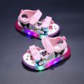Kuromi Baby Girls' Sandals Summer Children's Cartoon Princess Shoes Little Girl's Led Lighted Shoes Korean Style Cute Sandals.