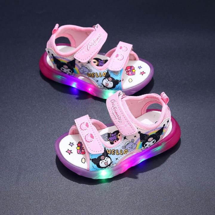 Kuromi%20Baby%20Girls'%20Sandals%20Summer%20Children's%20Cartoon%20Princess%20Shoes%20Little%20Girl's%20Led%20Lighted%20Shoes%20Korean%20Style%20Cute%20Sandals%20-%20Image%203