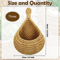 Storage Basket Teardrop Shape Woven Boho Wall Fruit Basket Wall Planters for Kitchen Decor Small 3Pcs.