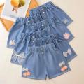Summer Girls Kids Jeans 2024 New Casual Clothes Solid Baby Denim Pants Soft Girls Fashion Short Trousers for 3-10 Yrs Children.