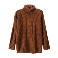 Autumn and Winter Korean Style Loose High Collar Cable-Knit Pullover Sweater Women's Thicken Lazy Style Knitwear Sweater Coat. 