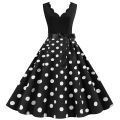 Women Retro Summer Dresses 50s 60s Rockabilly Sleeveless V-neck Polka Dot Bow Pinup Ball Grown Party Sundress Robe Vestidos.