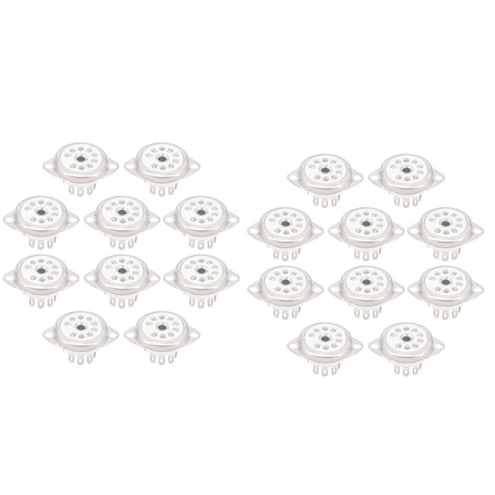 OUMERY 20PCS Ceramic B9A Silver-Plated 9Pin Vacuum Tube Socket Panel Chassis Mount for ECC81 ECC82 ECC83 EL84 6922 Vacuum Tube