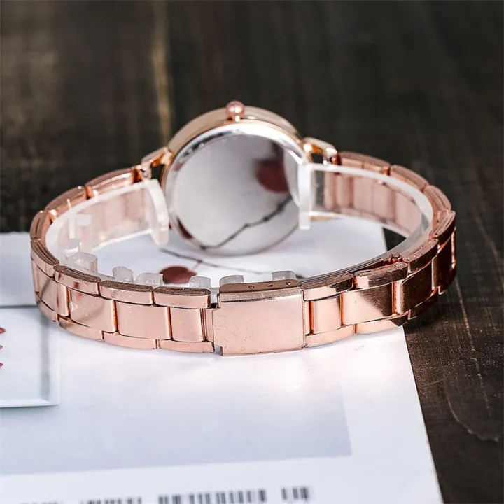 2pcs%20Set%20Watch%20Luxury%20Women%20Simple%20Dial%20Hollow%20Strap%20Fashion%20Gold%20Bracelet%20Quartz%20Wristwatch%20Student%20Ladies%20Watches%20Reloj%20Mujer%20-%20Image%204