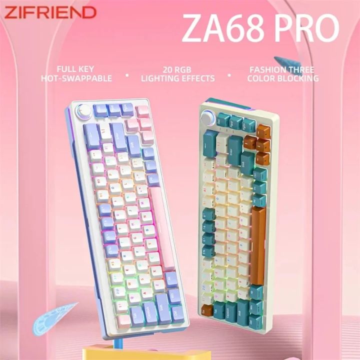 ZIFRIEND ZA68 Pro 68 Keys 3 Modes Mechanical Keyboard PBT RGB Wirless