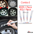 Waterproof Tire Marking Pen- 1 Piece White and 1 Piece Red (Bundle of 2). 