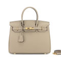 New Large Capacity Lychee Pattern Kelly Birkin Bag Cattlehide Leather Surface Fashion All-Match Trendy One-Shoulder Handbag.
