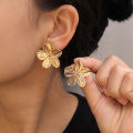 Chic Fashion Flower Stud Earrings For Women Girl Metal Classic Retro Texture Geometric Studs Bride Wedding Jewelry Accessories 1Pair.