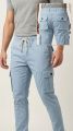 Mens stetch twill blended 6 pockets cargo mobile pant lite blue by RareTex.