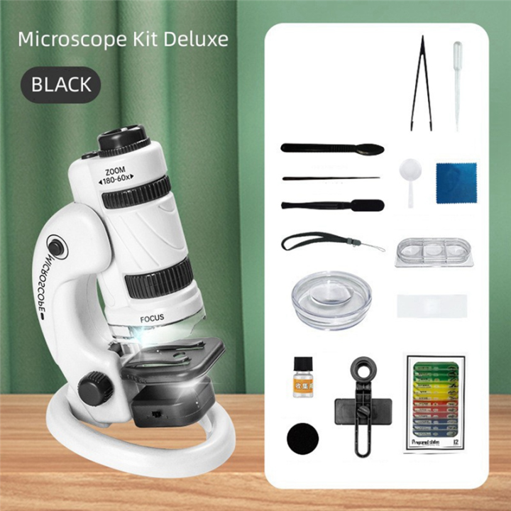 Kids%20Science%20Microscope%20Kit%20Spare%20Parts%20Accessories%2060-180X%20Educational%20Mini%20Pocket%20Handheld%20Smart%20Phone%20Microscope%20with%20LED%20Light%20White+Black%20-%20Image%202