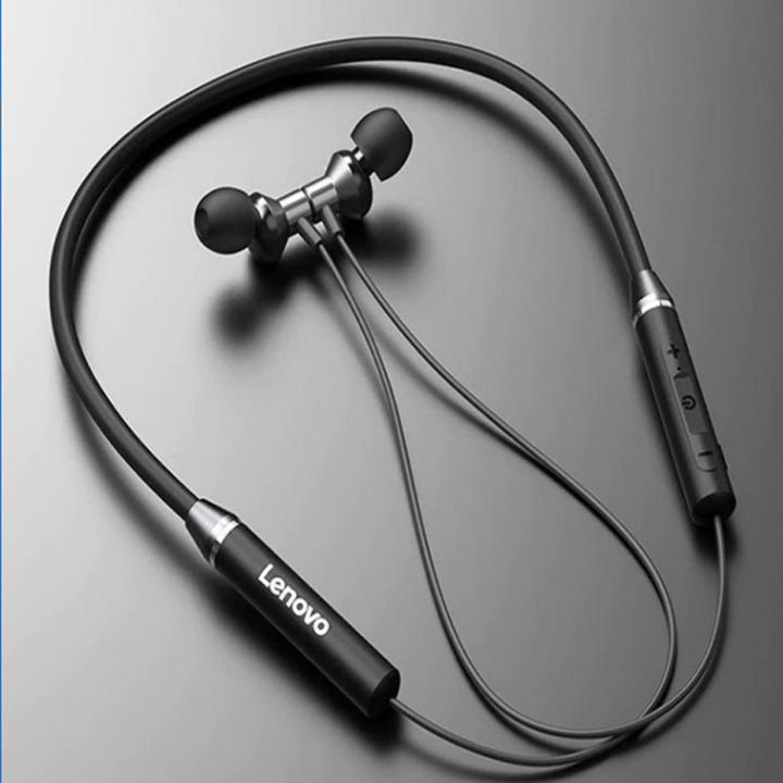 Lenovo HE05 Bluetooth Neckband Headset Wireless In-Ear Earphones with Long Battery Life and Mic