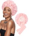 Satin Bonnet Silk Bonnet for Sleeping Silk Sleep Cap Double Layer Hair Bonnet with Elastic Tie Band for Curly Hair Night Cap. 