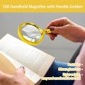 Portable Magnifying Glass with Split Handle, 10X Handheld Reading Magnifying Glass for Seniors & Kids, 80mm Gold Colored Magnifier with Real Glasses for Reading Inspection Coins Jewelry.
