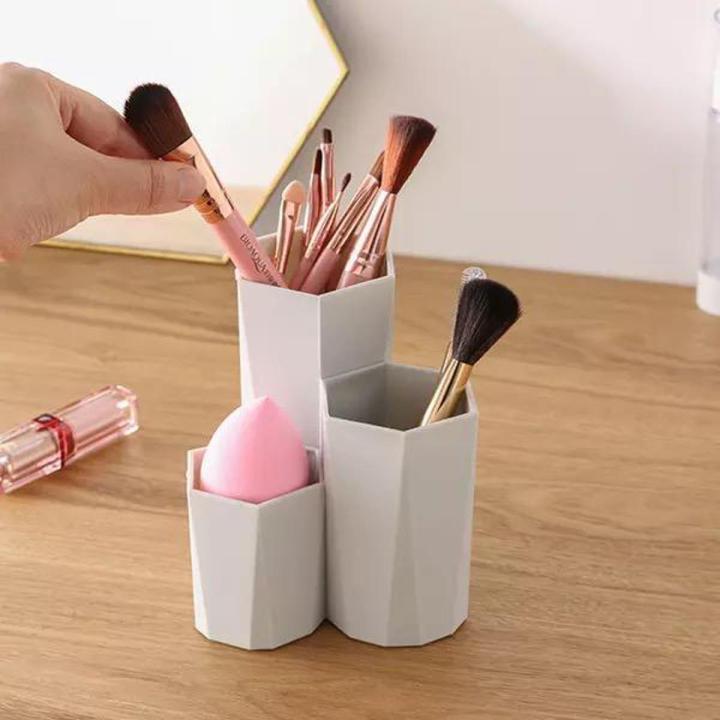 Cosmetic Holder Box 3 Lattices Cosmetic Make-up Brush Storage Box Table Organizer Make Up Tools